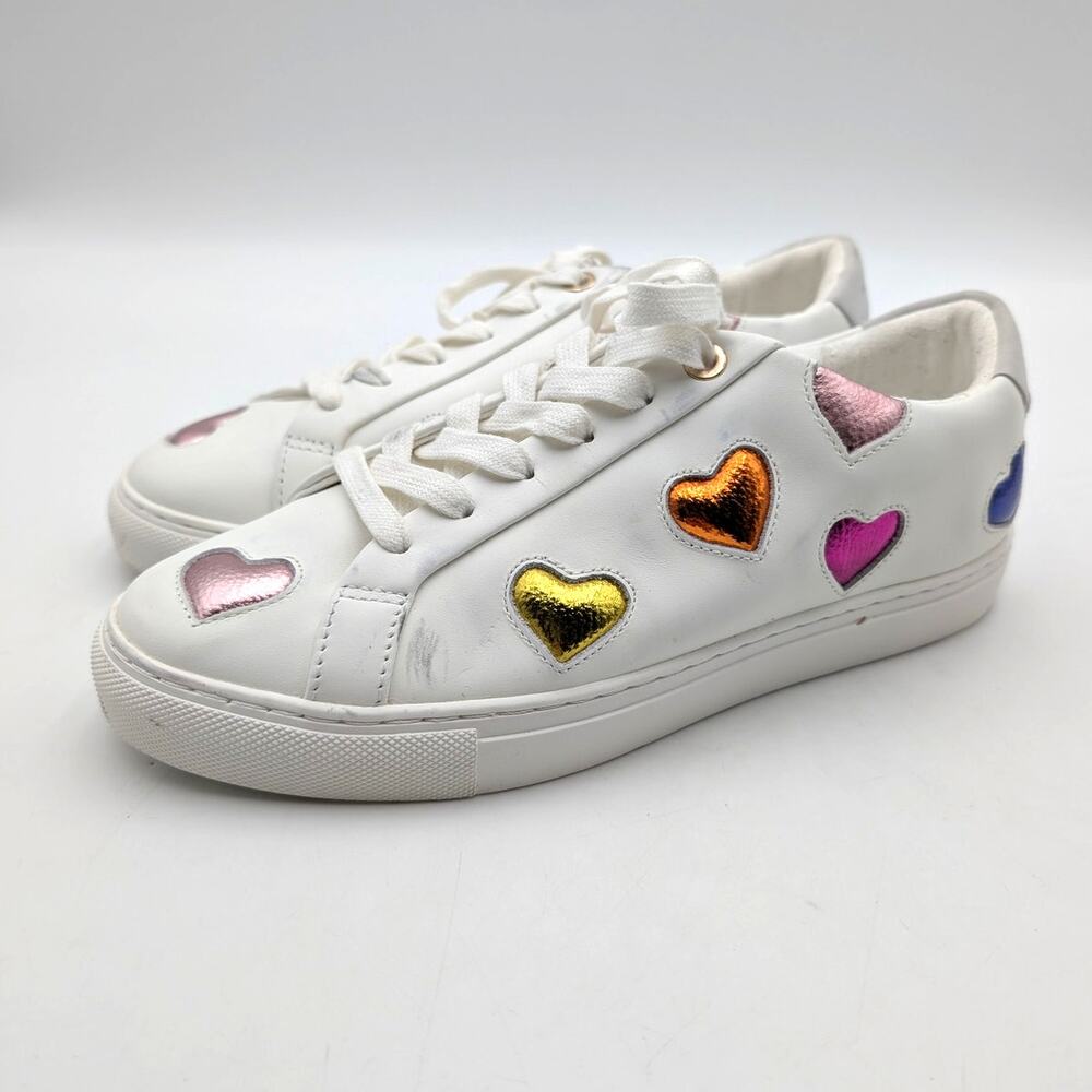 Kurt Geiger London Lane Love Heart Sneaker Shoes Women's White Size US9 EU40